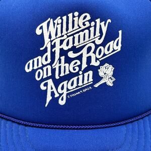 Vtg Willie Nelson & Family on the road again tour snapback trucker mesh hat cap